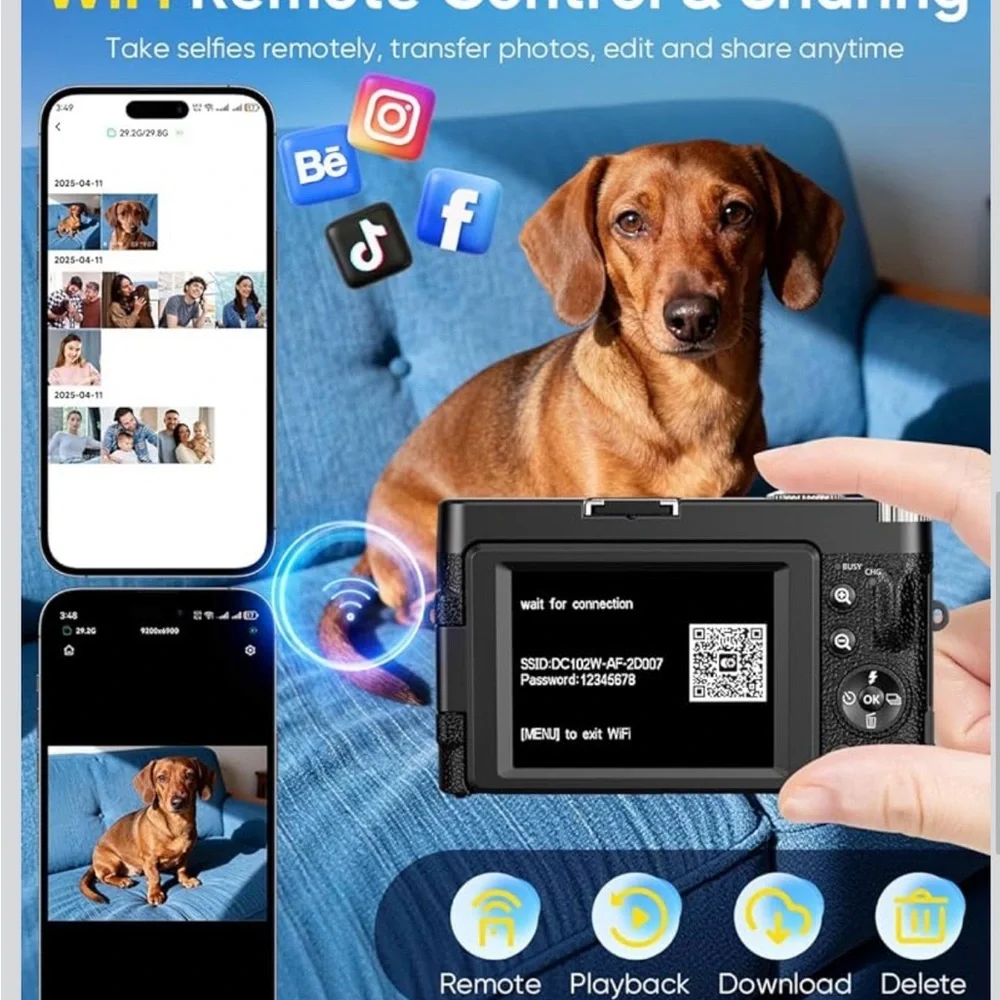 4K Ultra HD Black Digital Camera with WiFi